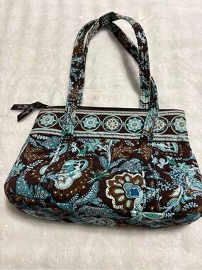 Vera Bradley Brown & Teal Quilted Shoulder Bag